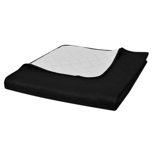 130887 Double-sided Quilted Bedspread Black/White 220 x 240 cm