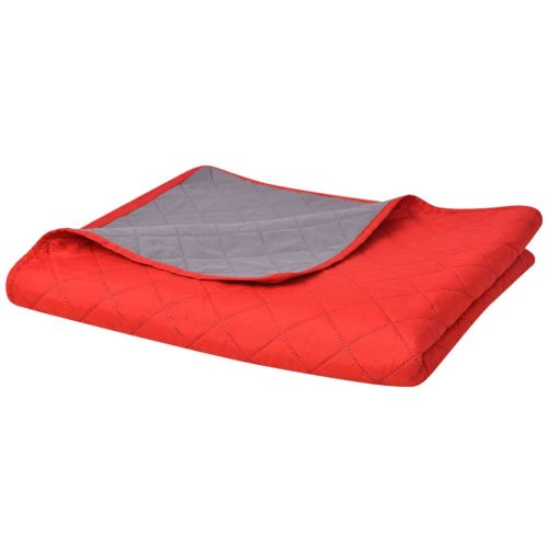 131557  Double-sided Quilted Bedspread Red and Grey 230x260 cm