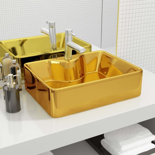 Umivaonik s otvorom za slavinu 48x37x13,5 cm keramički zlatni