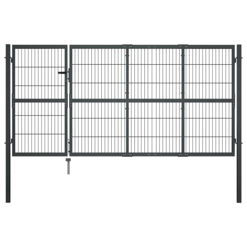 Vrtna vrata sa stupovima čelična 350 x 120 cm antracit