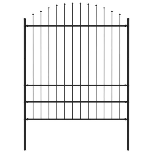 Vrtna ograda s ukrasnim kopljima (1,75 - 2) x 1,7 m čelična crna