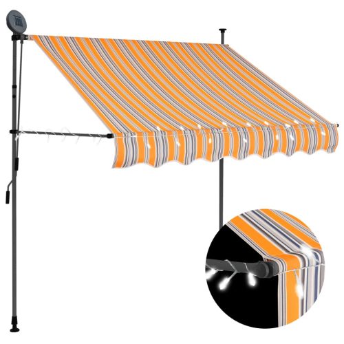 Tenda na ručno uvlačenje s LED svjetlima 150 cm žuto-plava