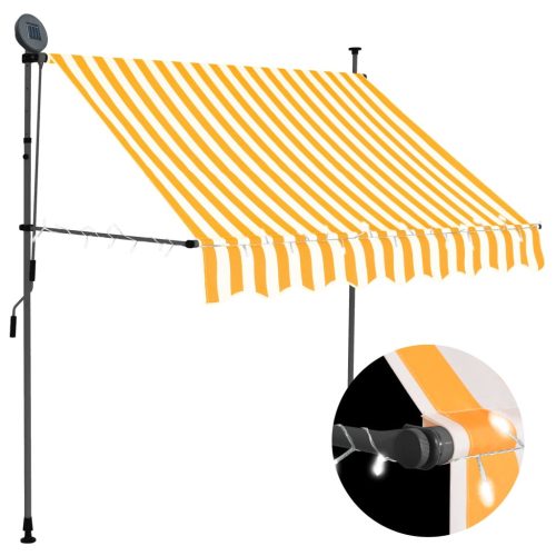 Tenda na ručno uvlačenje LED 150 cm bijelo-narančasta