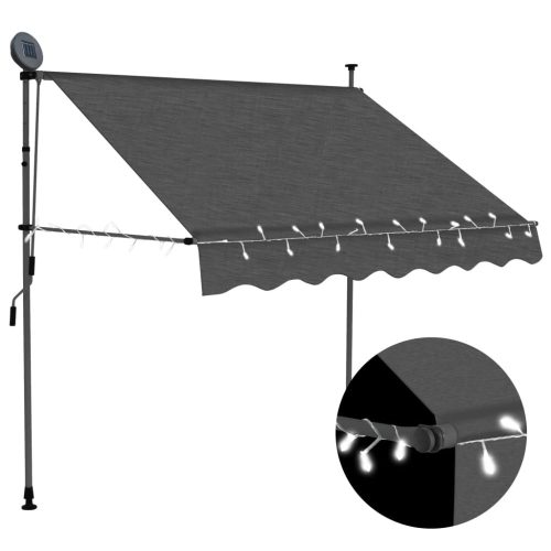 Tenda na ručno uvlačenje s LED svjetlima 150 cm antracit