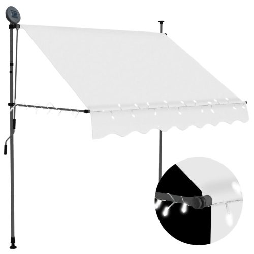 Tenda na ručno uvlačenje s LED svjetlima 100 cm krem