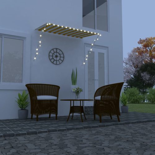 Tenda na uvlačenje s LED svjetlima 250 x 150 cm žuto-bijela