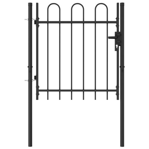 Jednostruka vrata za ogradu s lučnim vrhom čelična 1 x 1 m crna