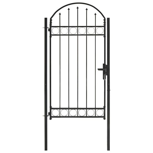 Vrata za ogradu s lučnim vrhom čelična 100 x 250 cm crna