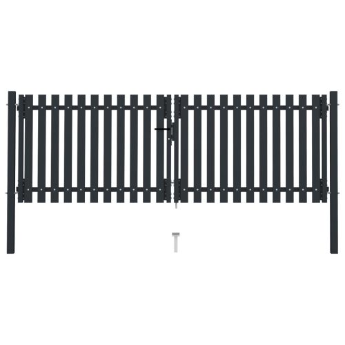 Dvostruka vrata za ogradu od čelika 306 x 125 cm antracit