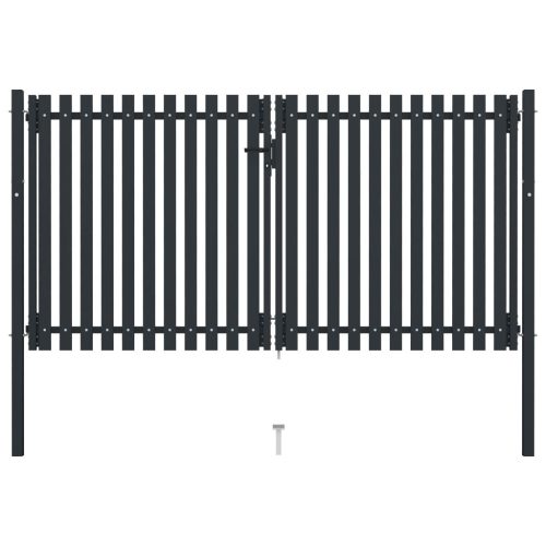 Dvostruka vrata za ogradu od čelika 306 x 200 cm antracit