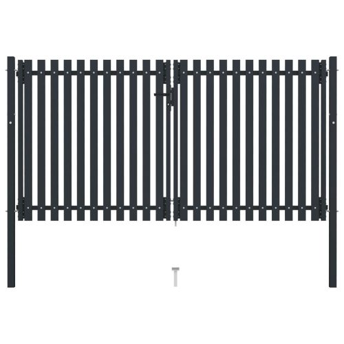Dvostruka vrata za ogradu od čelika 306 x 220 cm antracit