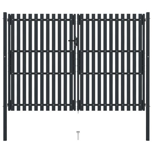 Dvostruka vrata za ogradu od čelika 306 x 250 cm antracit