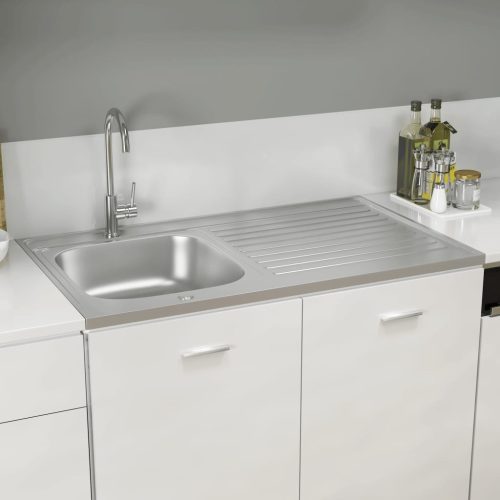 Kuhinjski sudoper s cjedilom srebrni 1000x600x155 mm čelični