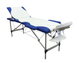 Discontmania 3-zonski aluminijski masažni stol u bijeloj / plavoj boji s poklon torbom