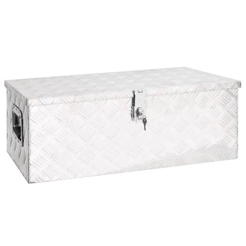 Kutija za pohranu srebrna 80 x 39 x 30 cm aluminijska