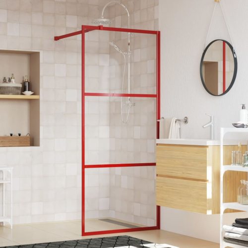 Stijenka za walk-in tuš sa staklom ESG crvena 80 x 195 cm