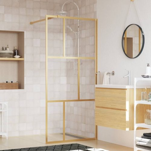 Stijenka za walk-in tuš sa staklom ESG zlatna 90 x 195 cm