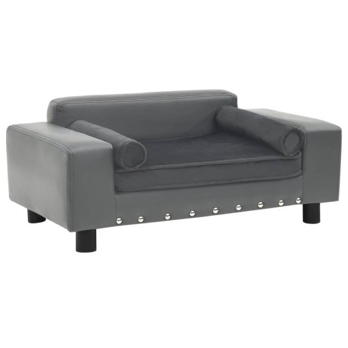 Sofa za pse siva 81 x 43 x 31 cm od pliša i umjetne kože