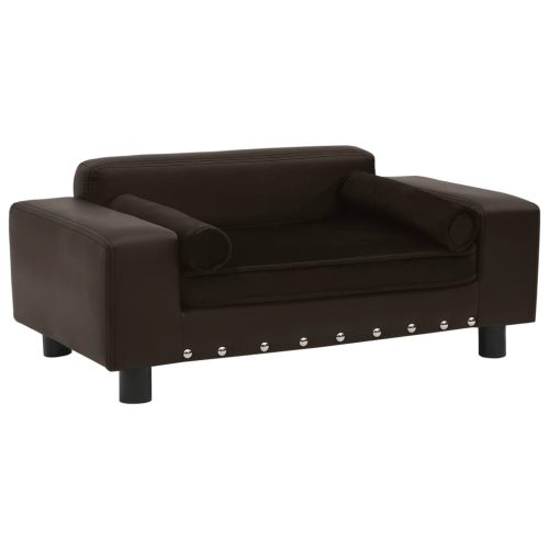 Sofa za pse smeđa 81 x 43 x 31 cm od pliša i umjetne kože