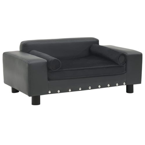 Sofa za pse tamnosiva 81 x 43 x 31 cm od pliša i umjetne kože