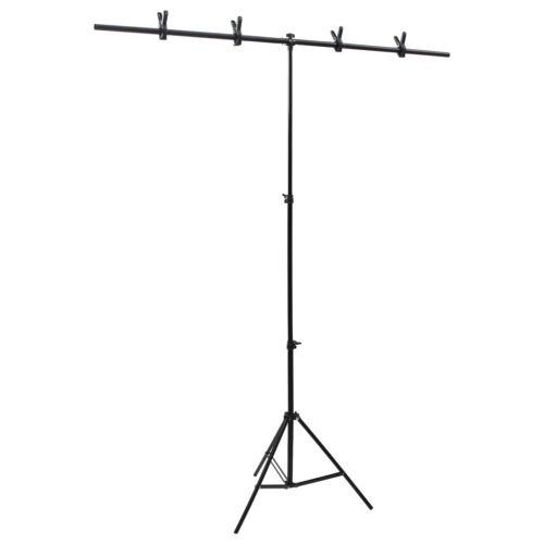 Stalak za pozadinu u obliku slova T crni 151x60x(70-200) cm