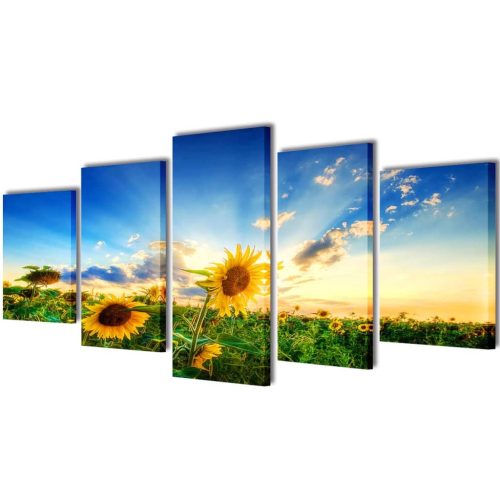 Zidne Slike na Platnu Set s Printom Suncokreta 200 x 100 cm