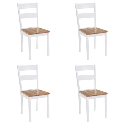 Blagovaonske stolice od masivnog drva kaučukovca 4 kom bijele