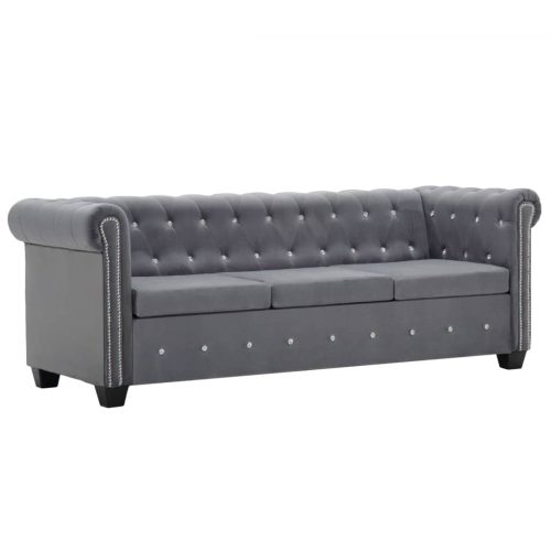 Trosjed Chesterfield s baršunastom presvlakom 199 x 75 x 72 cm sivi