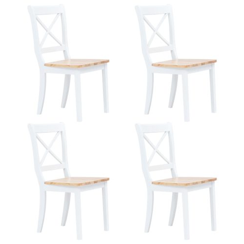 Blagovaonske stolice bijele i prirodne 4 kom drvo kaučukovca