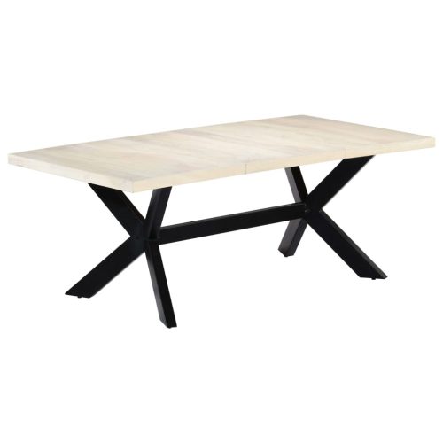 Blagovaonski stol bijeli 200x100x75 cm od masivnog drva manga