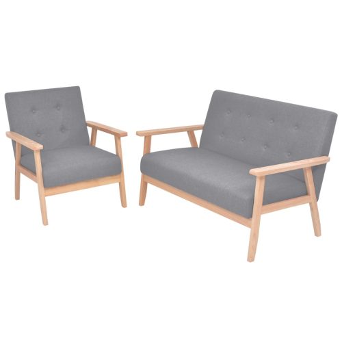 2-dijelni set sofa od tkanine svjetlosivi