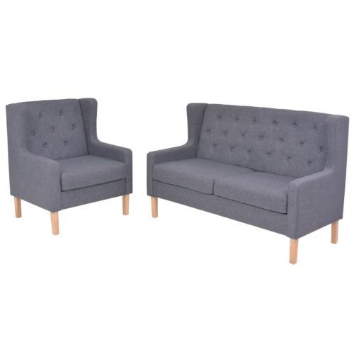 2-dijelni set sofa od tkanine sivi