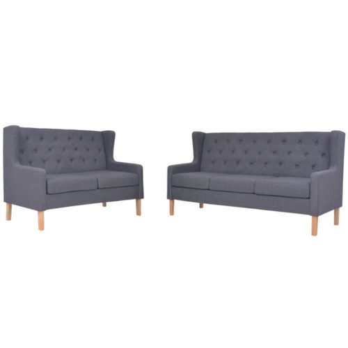 2-dijelni set sofa od tkanine sivi