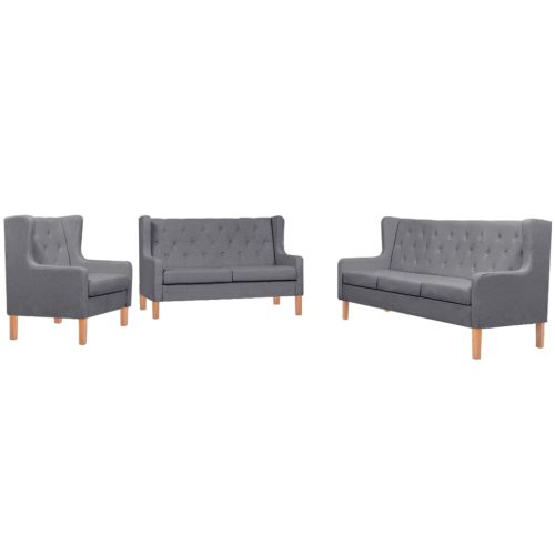 3-dijelni set sofa od tkanine sivi