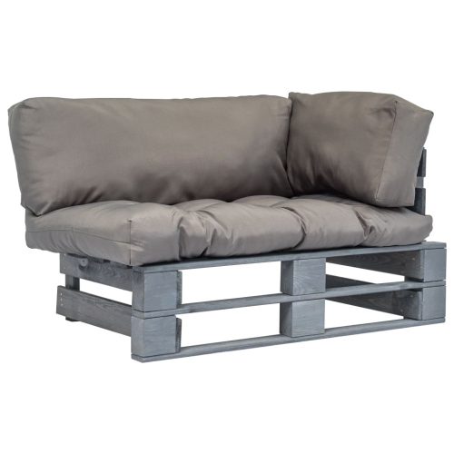 Vrtna sofa od paleta od borovine sa sivim jastucima