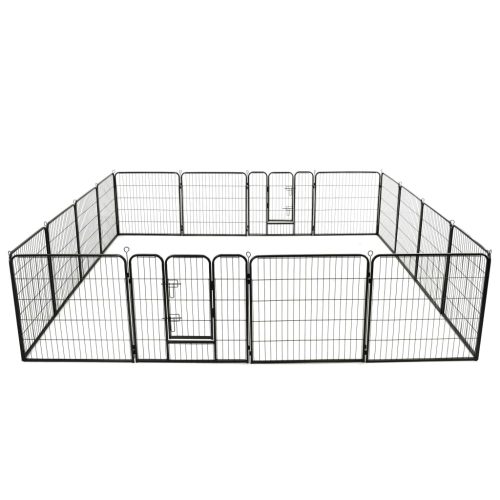 Ograda za pse sa 16 ploča od čelika 80 x 80 cm crna