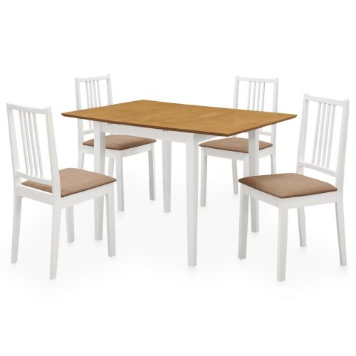 276409  5 Piece Dining Set MDF White (247625+247635)