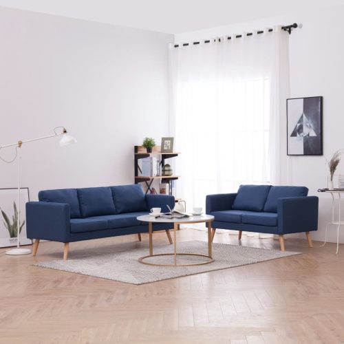 2-dijelni set sofa od tkanine plavi