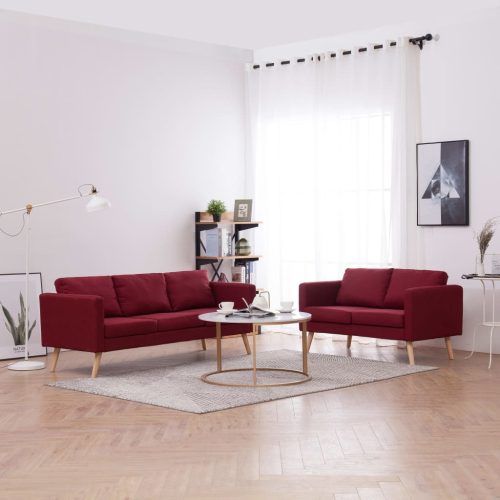 2-dijelni set sofa od tkanine crvena boja vina