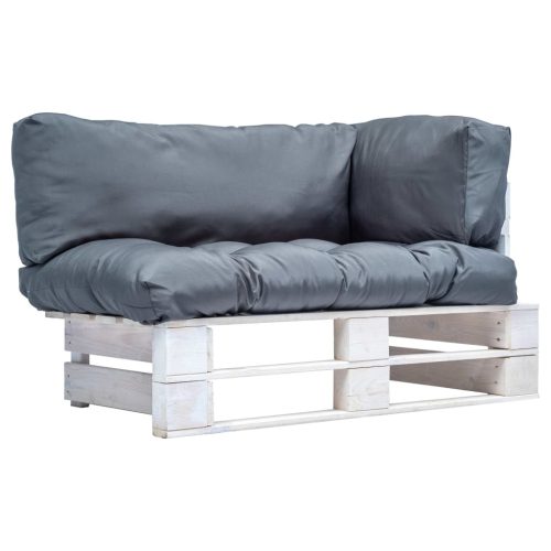 Vrtna sofa od paleta od borovine sa sivim jastucima