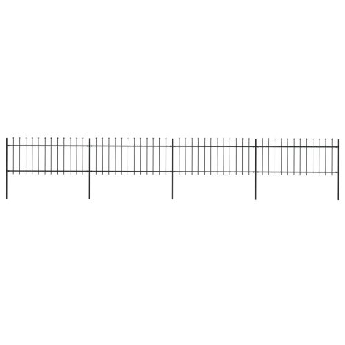 Vrtna ograda s ukrasnim kopljima čelična 6,8 x 0,8 m crna
