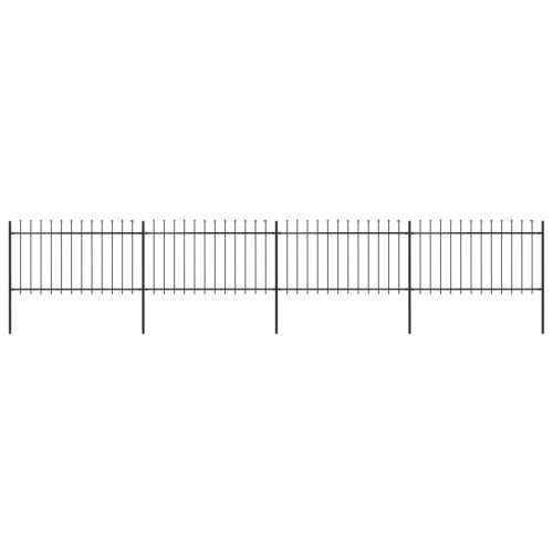 Vrtna ograda s ukrasnim kopljima čelična 6,8 x 1 m crna