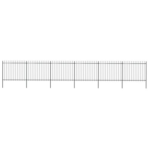 Vrtna ograda s ukrasnim kopljima čelična 10,2 x 1,5 m crna