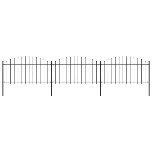 Vrtna ograda s ukrasnim kopljima (1,25-1,5) x 5,1 m čelična crna