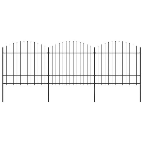 Vrtna ograda s ukrasnim kopljima (1,5-1,75) x 5,1 m čelična crna