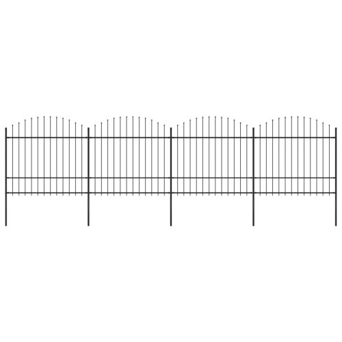 Vrtna ograda s ukrasnim kopljima (1,5-1,75) x 6,8 m čelična crna