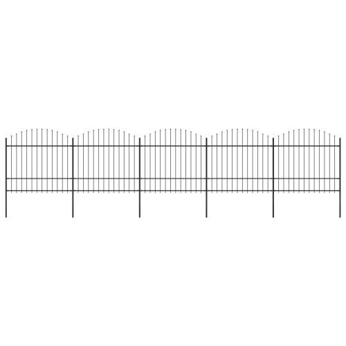 Vrtna ograda s ukrasnim kopljima (1,5-1,75) x 8,5 m čelična crna