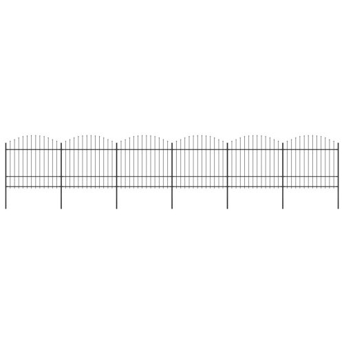 Vrtna ograda s ukrasnim kopljima (1,5-1,75) x 10,2 m čelična crna