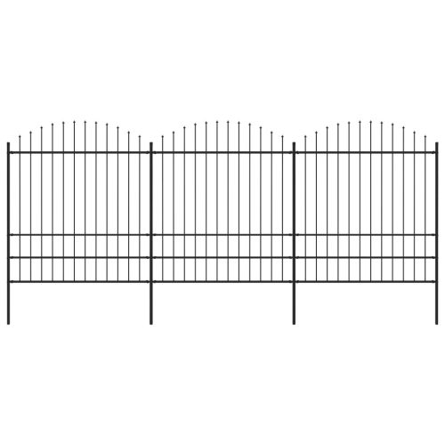 Vrtna ograda s ukrasnim kopljima (1,75-2) x 5,1 m čelična crna