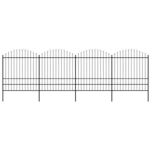 Vrtna ograda s ukrasnim kopljima (1,75-2) x 6,8 m čelična crna